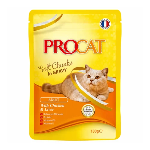 PROCAT Adult Cat Wet Food – Chicken & Liver in Gravy 100G
