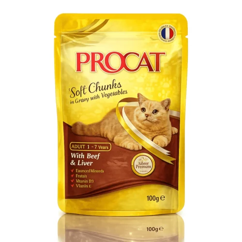 PROCAT Adult Cat Wet Food – Beef & Liver in Gravy 100G