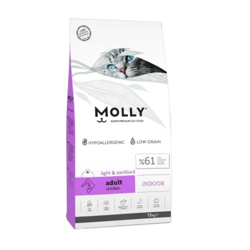Molly Indoor Light & Sterilised Chicken Dry Cat Food 15KG