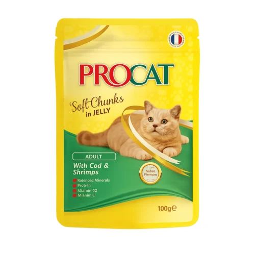 PROCAT Cod & Shrimps in Jelly 100G | Wet Food for Adult Cats