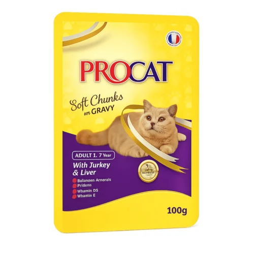 PROCAT for Adult Cats – Turkey & Liver in Gravy 100G